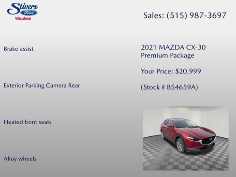Used 2021 MAZDA CX-30 AWD 2.5 S w/ Premium Package image 16