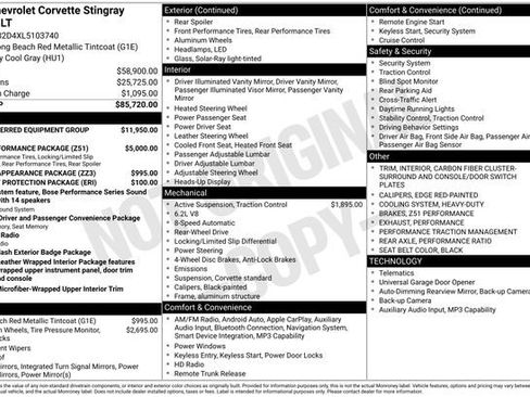 Used 2020 Chevrolet Corvette Stingray Premium Cpe w/ 3LT Preferred Equipment Group image 29