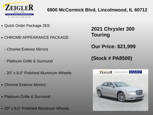 Used 2021 Chrysler 300 Touring w/ Chrome Appearance Package RWD image 6