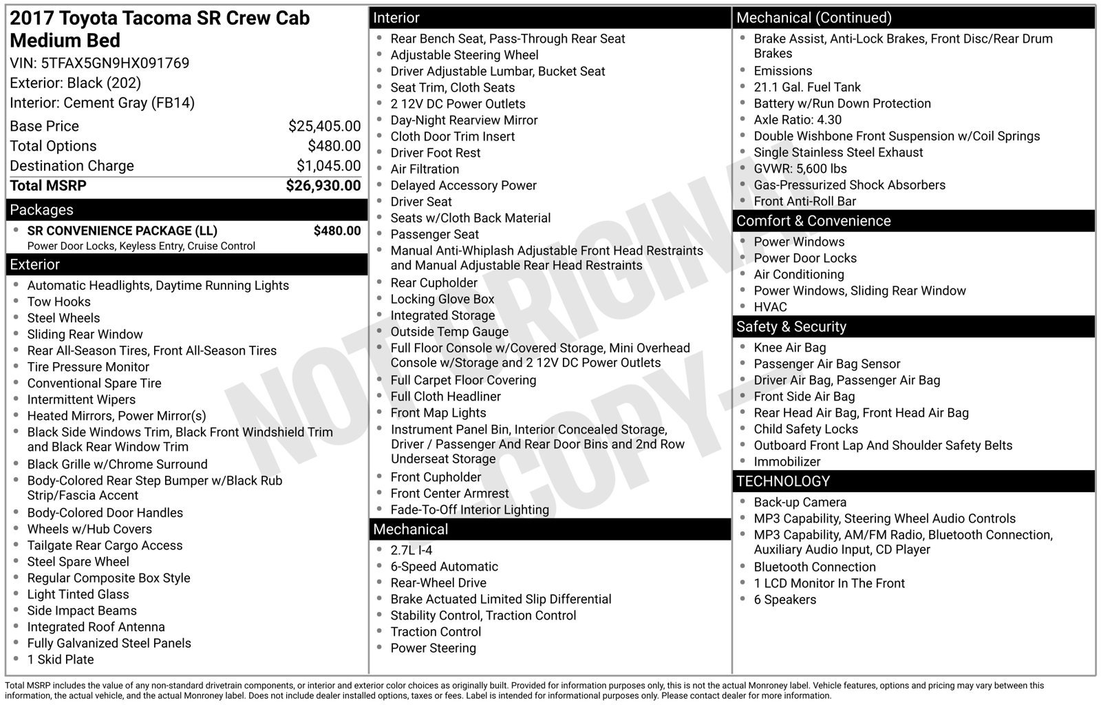 Used 2017 Toyota Tacoma SR w/ SR Convenience Package RWD image 28