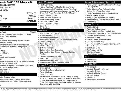 Used 2021 Genesis GV80 3.5T Advanced + image 2