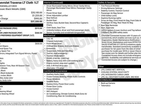 Used 2018 Chevrolet Traverse LT w/ LPO, Cargo Package image 4