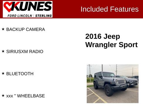 Used 2016 Jeep Wrangler Sport w/ Quick Order Package 24S AWD/4WD image 2