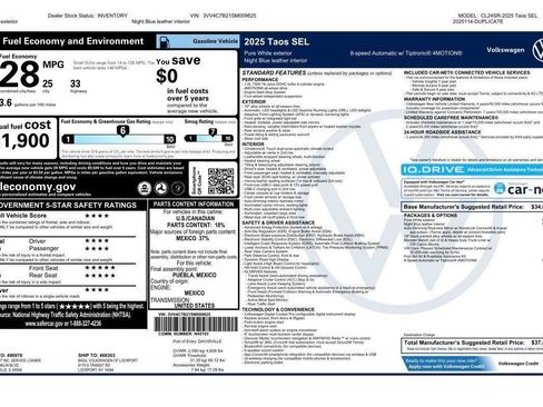 Used 2025 Volkswagen Taos SEL w/ Black Wheel Plus Package image 44