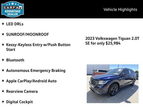 Certified 2023 Volkswagen Tiguan SE w/ Panoramic Sunroof Package AWD/4WD image 4