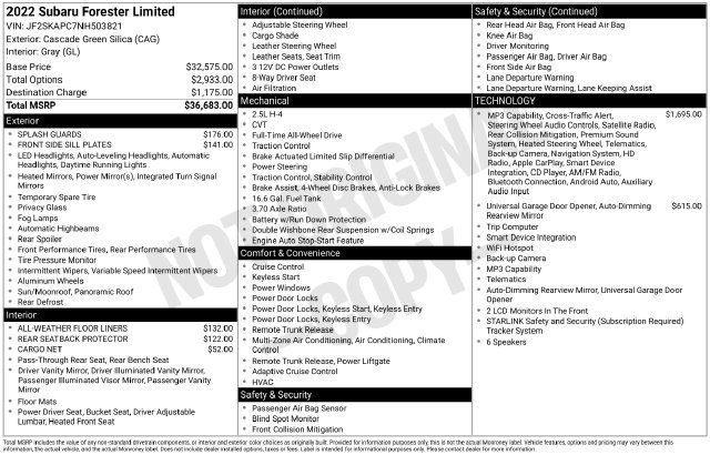 Used 2022 Subaru Forester Limited AWD/4WD image 39
