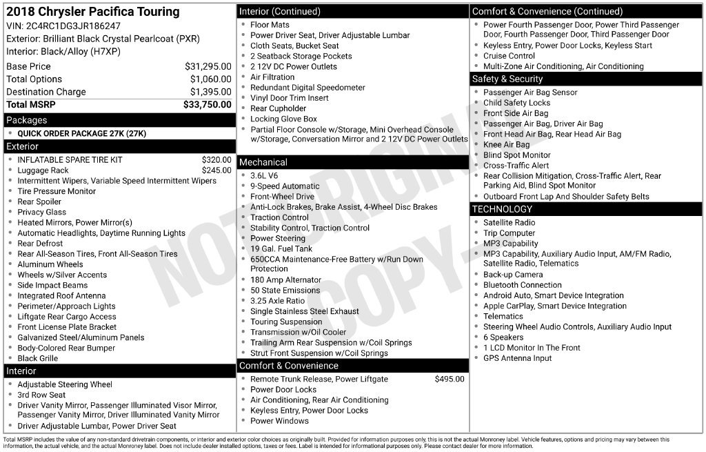 Used 2018 Chrysler Pacifica Touring FWD image 21