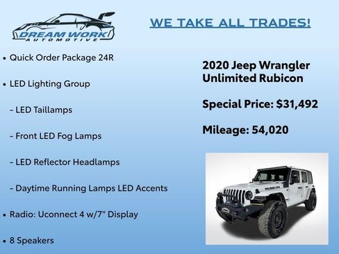 Used 2020 Jeep Wrangler Unlimited Rubicon w/ LED Lighting Group image 2