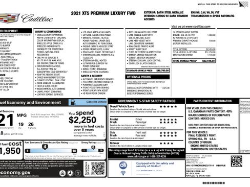 Used 2021 Cadillac XT5 Premium Luxury w/ LPO, Premium Carpet Package image 2