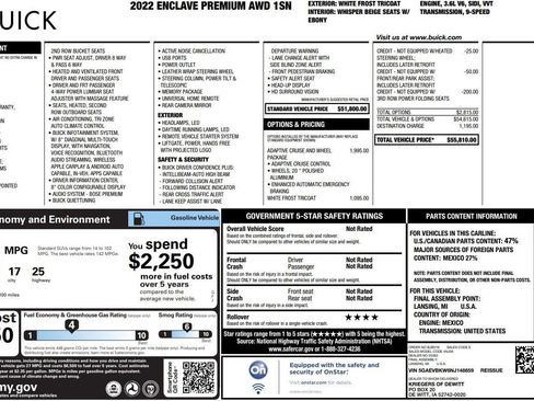 Used 2022 Buick Enclave Premium w/ Surround and Sites Package image 39