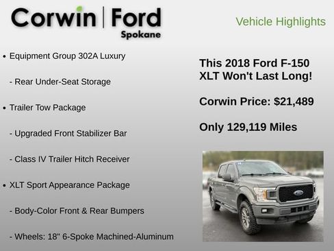 Used 2018 Ford F150 XLT w/ Equipment Group 302A Luxury AWD/4WD image 18