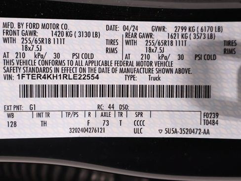 Certified 2024 Ford Ranger Lariat w/ FX4 Off-Road Package AWD/4WD image 48