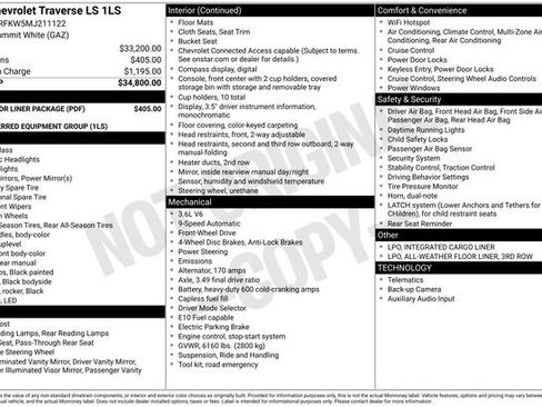 Used 2021 Chevrolet Traverse LS w/ LPO, Floor Liner Package image 9