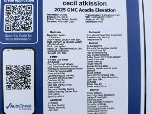 Certified 2025 GMC Acadia Elevation FWD image 13