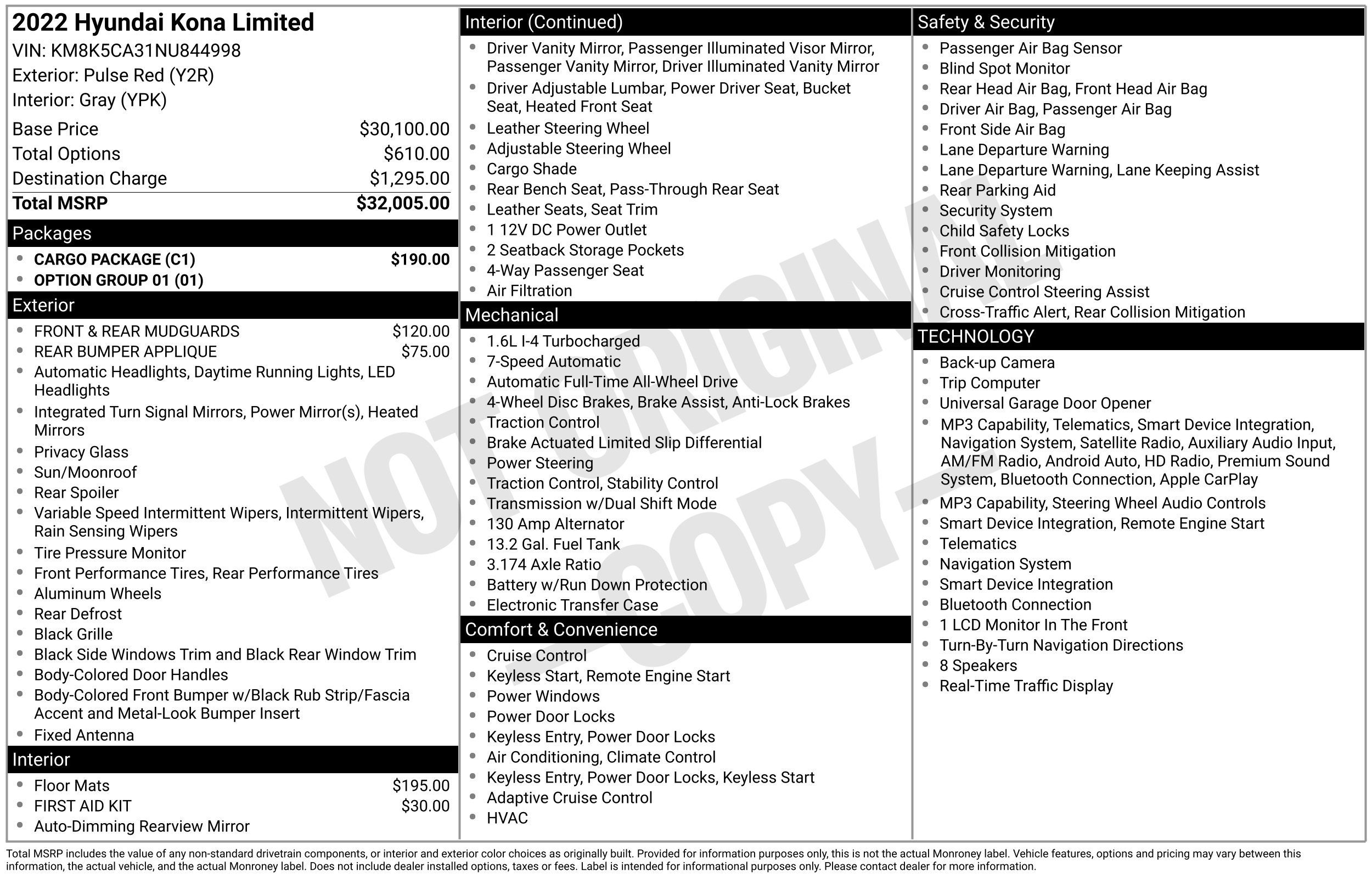 Certified 2022 Hyundai Kona Limited w/ Cargo Package AWD/4WD image 2