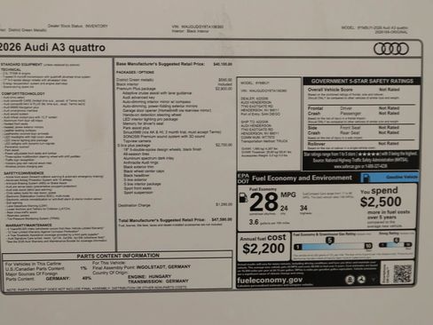 New 2026 Audi A3 2.0T Premium AWD/4WD image 33