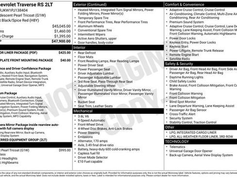 Used 2023 Chevrolet Traverse RS w/ LPO, Floor Liner Package FWD image 10