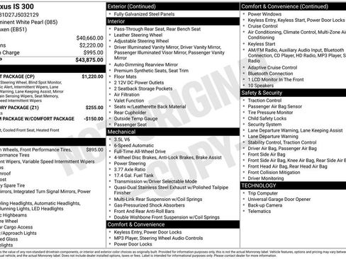 Used 2018 Lexus IS 300 AWD w/ Comfort Package image 17