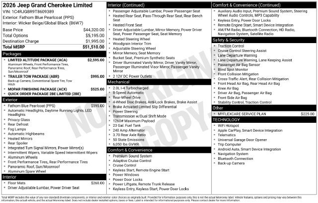 New 2026 Jeep Grand Cherokee Limited w/ Limited Altitude Package RWD image 28