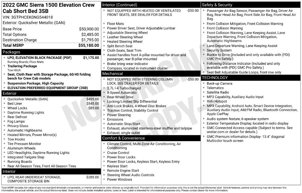 Used 2022 GMC Sierra 1500 Elevation w/ LPO, Elevation Black Package RWD image 11