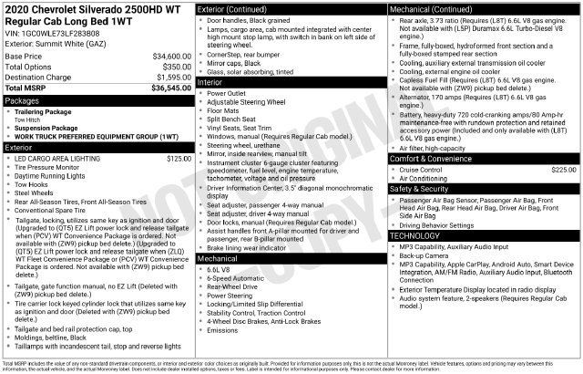 Used 2020 Chevrolet Silverado 2500 W/T RWD image 7