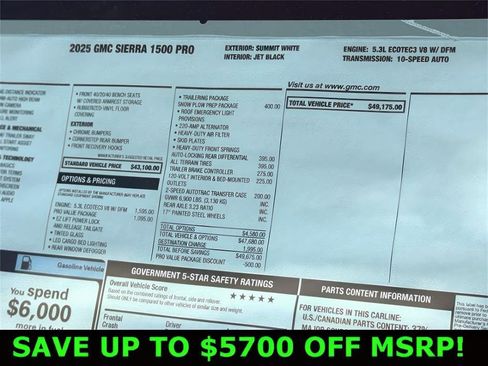 New 2025 GMC Sierra 1500 Pro w/ Pro Value Package image 18