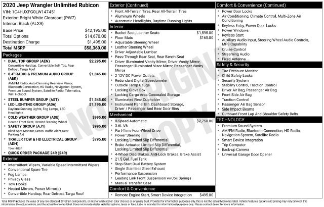 Certified 2020 Jeep Wrangler Unlimited Rubicon w/ Dual Top Group AWD/4WD image 15