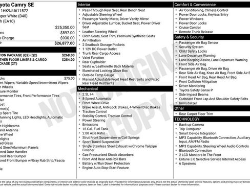 Used 2018 Toyota Camry SE w/ Protection Package (Q2) FWD image 8
