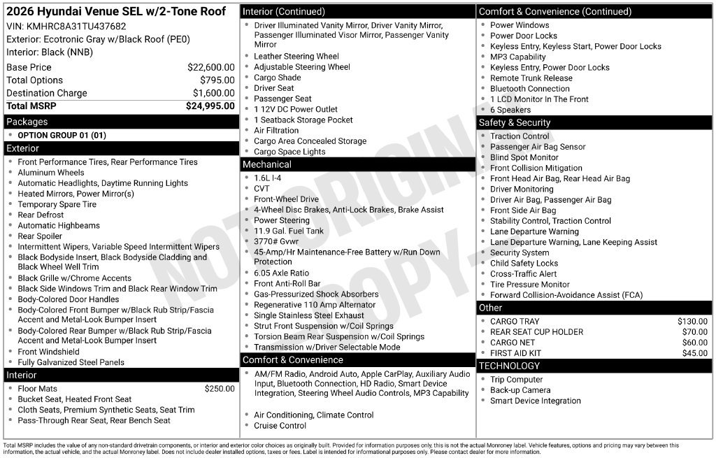 Certified 2026 Hyundai Venue SEL FWD image 32