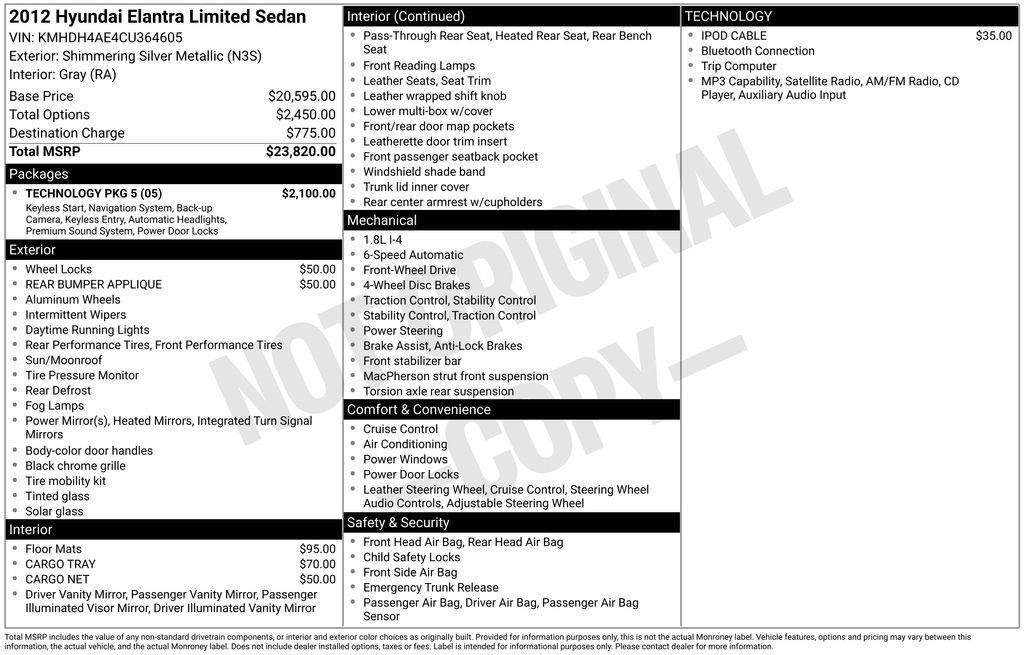 Used 2012 Hyundai Elantra Limited w/ Technology Pkg 5 FWD image 4
