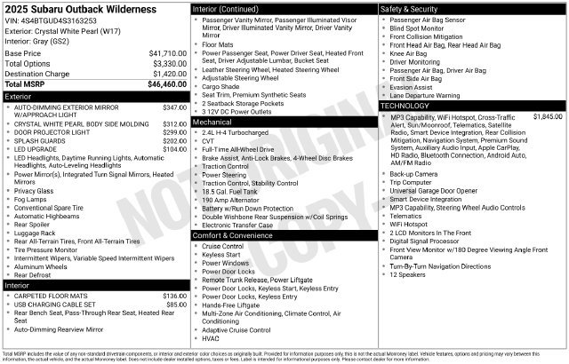 Used 2025 Subaru Outback Wilderness AWD/4WD image 18