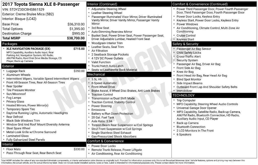 Used 2017 Toyota Sienna XLE w/ XLE Navigation Package FWD image 2