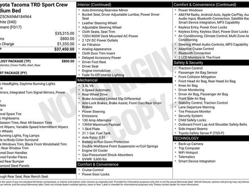 Used 2022 Toyota Tacoma TRD Sport w/ Technology Package RWD image 6