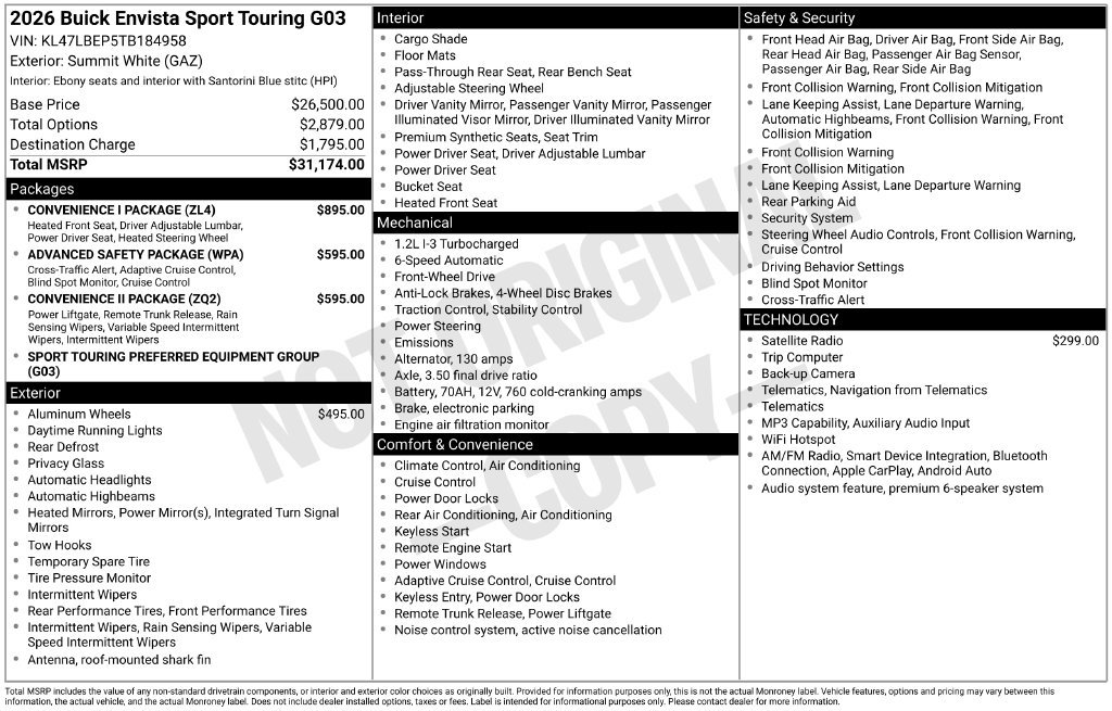 New 2026 Buick Envista Sport Touring w/ Convenience I Package FWD image 9