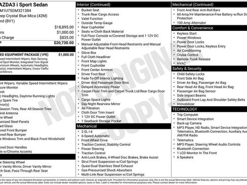 Used 2016 MAZDA MAZDA3 i Sport w/ Preferred Equipment Package FWD image 3