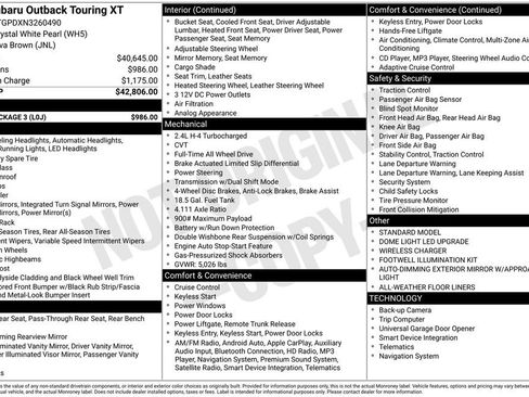 Used 2022 Subaru Outback Touring XT w/ Tech Package 3 image 11