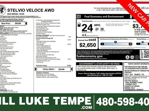 Used 2025 Alfa Romeo Stelvio Sprint w/ Veloce Package image 1