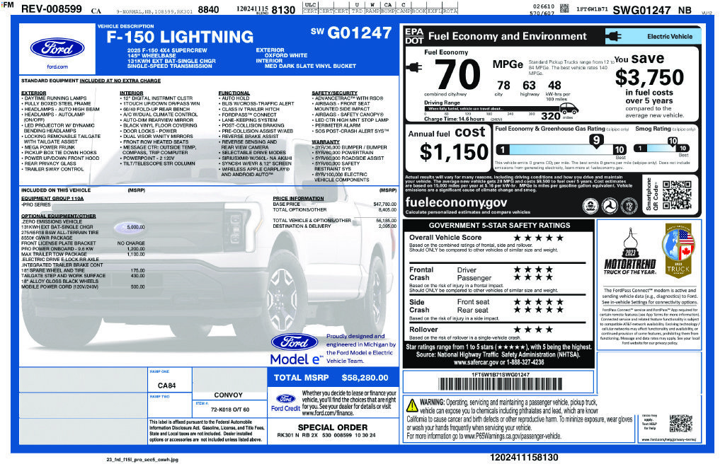 Used 2025 Ford F150 Lightning Pro w/ Max Trailer Tow Package AWD/4WD image 1