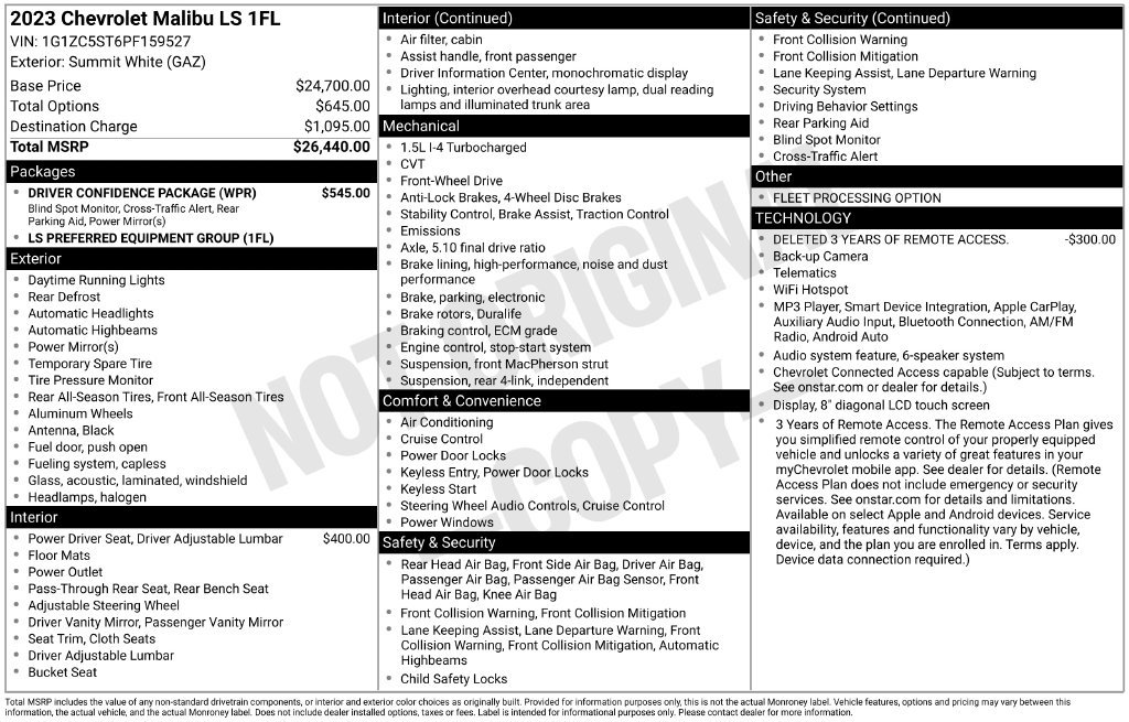 Used 2023 Chevrolet Malibu LS w/ Driver Confidence Package FWD image 33