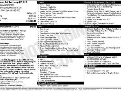Used 2023 Chevrolet Traverse RS w/ LPO, Floor Liner Package FWD image 12