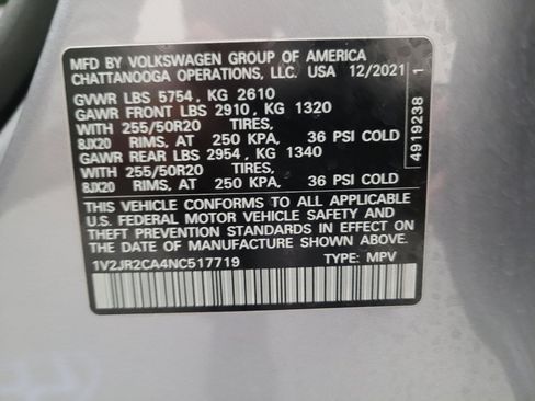 Used 2022 Volkswagen Atlas SE w/ Panoramic Sunroof Package FWD image 33