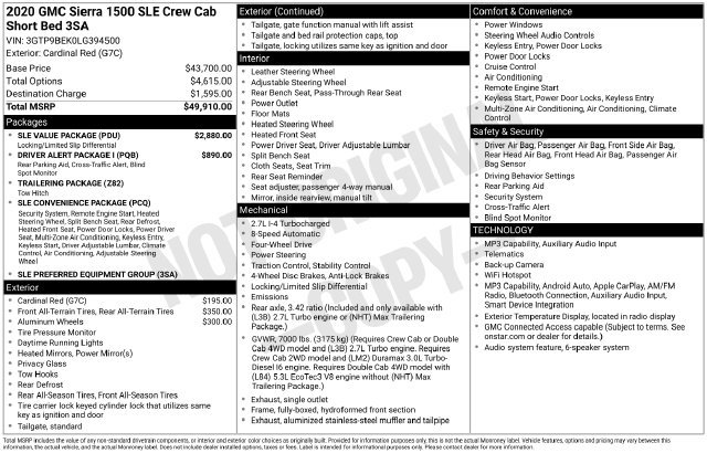 Used 2020 GMC Sierra 1500 SLE w/ SLE Value Package AWD/4WD image 9