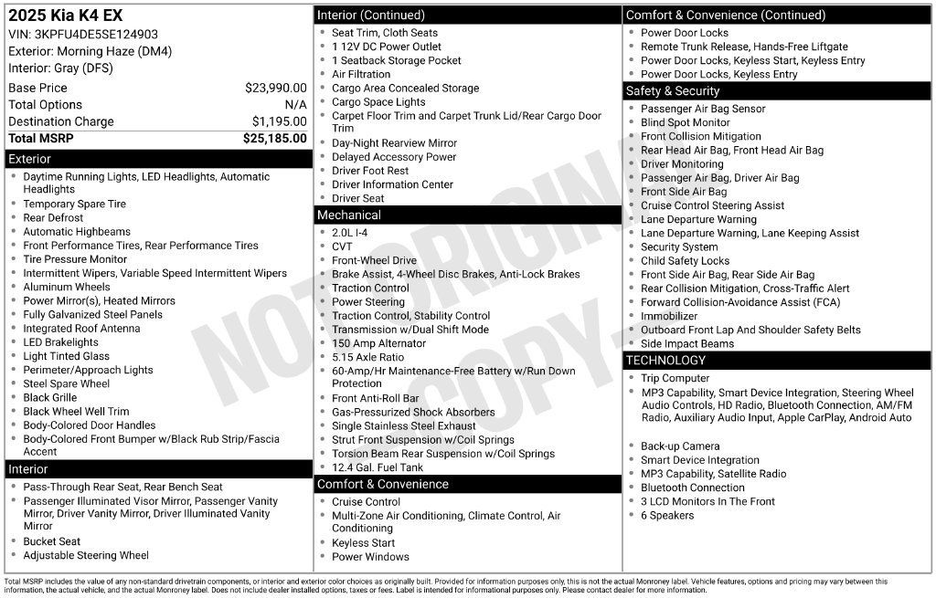 Certified 2025 Kia K4 EX FWD image 33
