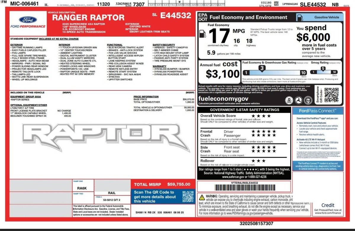 Used 2025 Ford Ranger Raptor AWD/4WD image 15