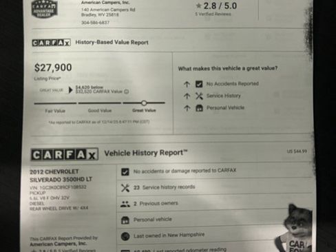 Used 2012 Chevrolet Silverado 3500 LT w/ Snow Plow Prep Package image 13