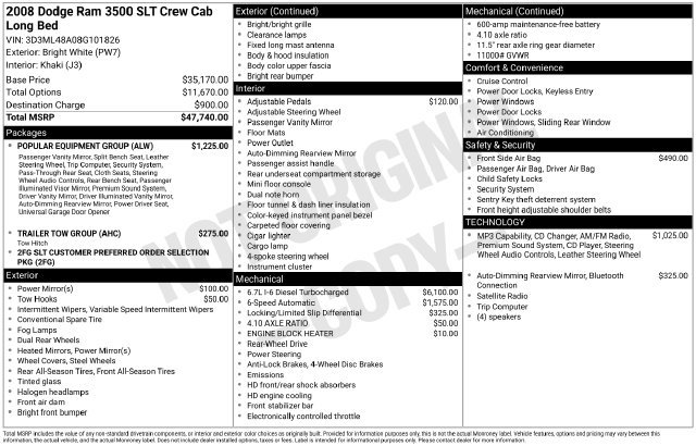 Used 2008 Dodge Ram 3500 Truck SLT w/ Popular Equipment Group RWD image 2