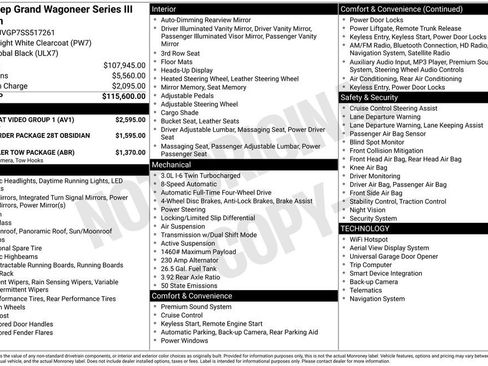 New 2025 Jeep Grand Wagoneer Series III w/ Rear Seat Video Group 1 AWD/4WD image 9