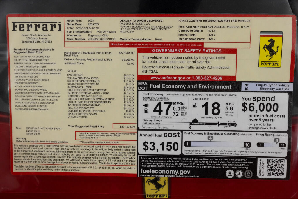 Certified 2024 Ferrari 296 GTB RWD image 24