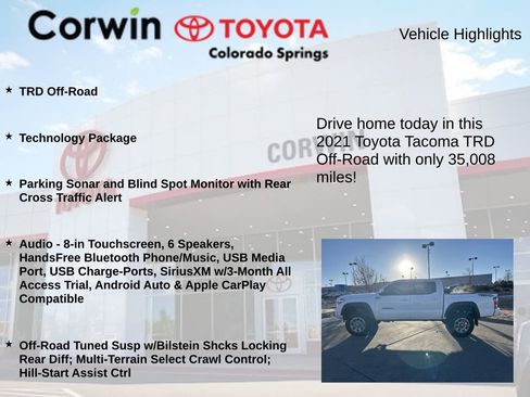 Used 2021 Toyota Tacoma TRD Off-Road w/ Technology Package image 6