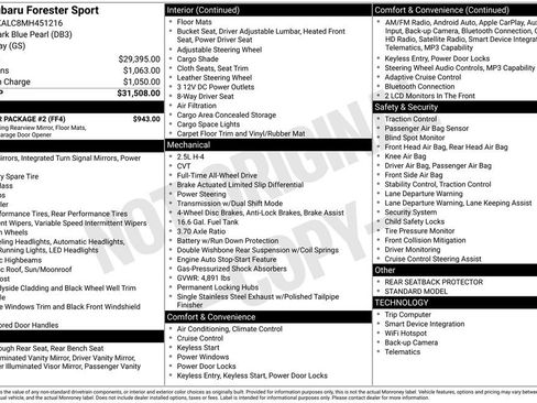 Used 2021 Subaru Forester Sport w/ Popular Package #2 image 4